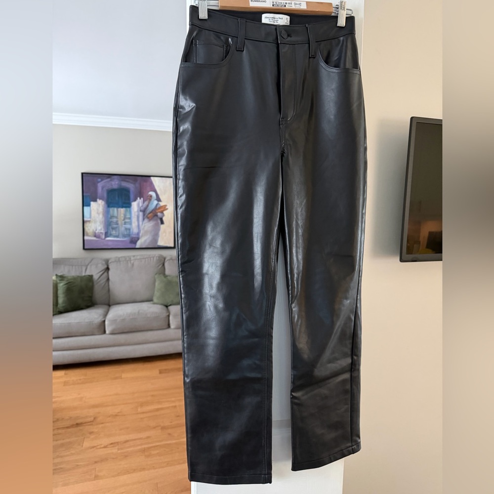 Abercrombie & Fitch Black High-Rise Vegan Leather Pants